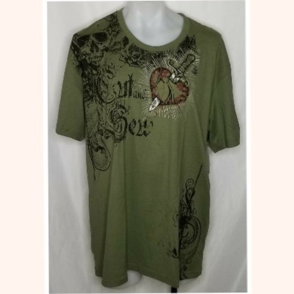 Marc Ecko Cut & Sew Mens Green Graphic T-Shirt Size 3XL - Picture 1 of 5